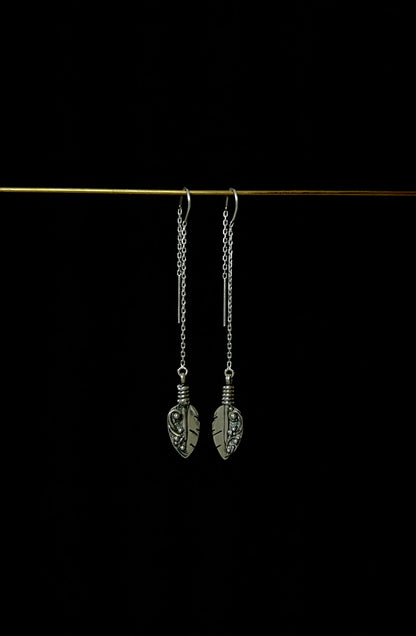 Threader Petite Feather Earrings