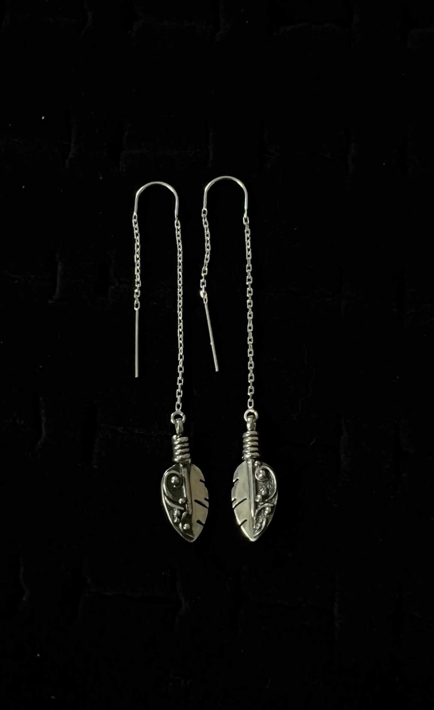 Threader Petite Feather Earrings